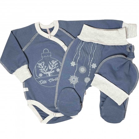 Šiltas Kalėdinis naujagimio kraitelis(su pūkeliu) išvirkščiomis siūlėmis 3 d. 