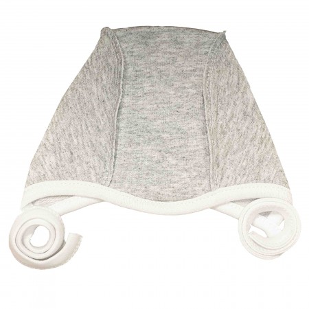 Šilta (su pūkeliu) kepurė kūdikiui (pilkos spl.)