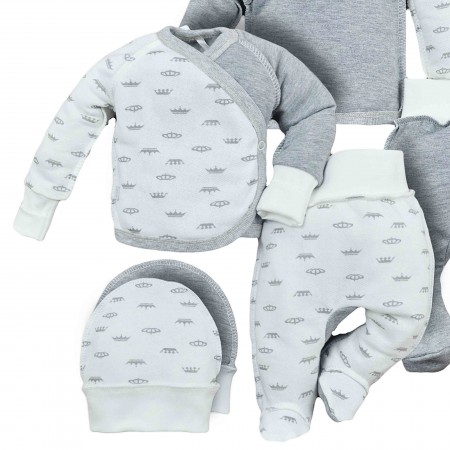 Naujagimio kraitelis išvirkščiomis siūlėmis (šiltas su pūkeliu 3 d.) Karūnos