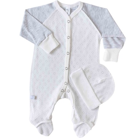 Komplektas išvirkščiomis siūlėmis kūdikiui 2 d. Neutral