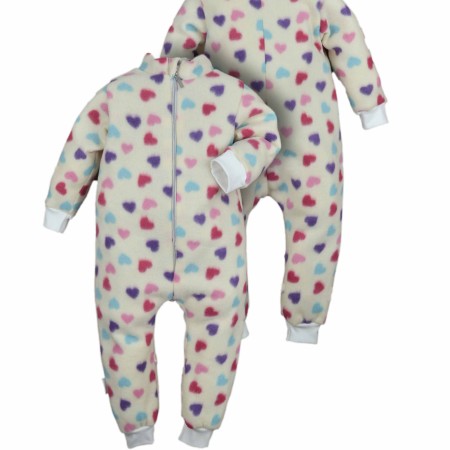 Šiltas flisinis kombinezonas (širdelės)