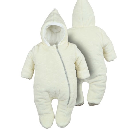 Šiltas pliušinis kombinezonas kūdikiams (pieno spl.)