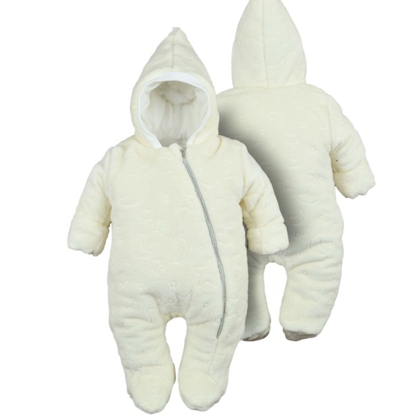 Šiltas pliušinis kombinezonas kūdikiams (pieno spl.) Šiltas pliušinis kombinezonas kūdikiams (pieno spl.)