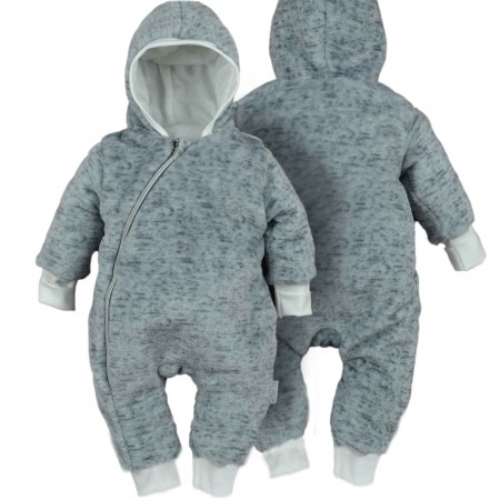 Šiltas pliušinis kombinezonas kūdikiams (pilkas)