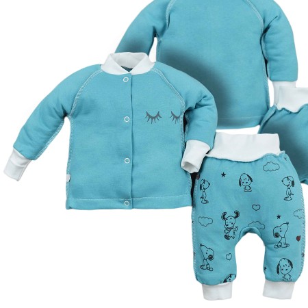 Šiltas komplektas (su pūkeliu) 2 d. melsvas