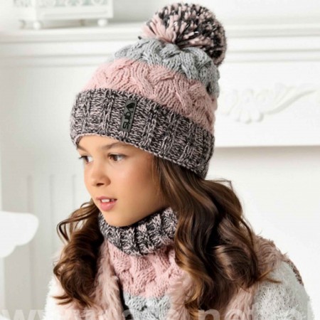 AJS Žieminė kepurė ir mova mergaitei (nuo 56 cm) 545