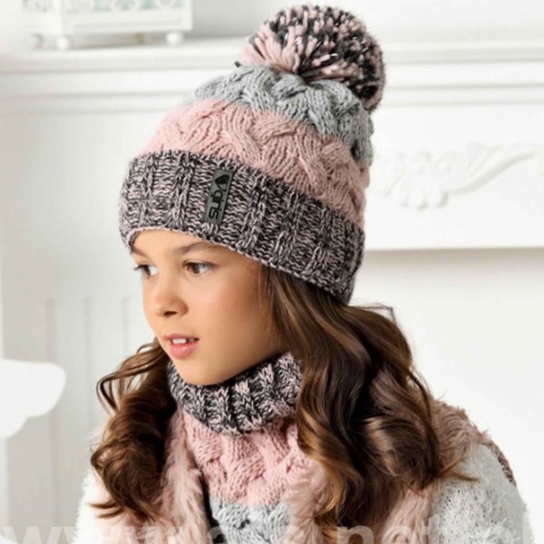 AJS Žieminė kepurė ir mova mergaitei (nuo 56 cm) 545 AJS Žieminė kepurė ir mova mergaitei (nuo 56 cm) 545