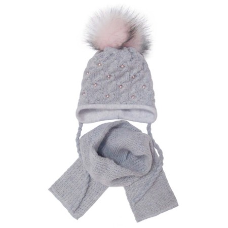 Žieminė kepurė su šaliku mergaitei (40-42 cm) 