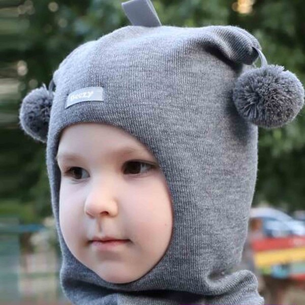 Merino vilnos pilkas kepurė-šalmas 1401/1 Merino vilnos pilkas kepurė-šalmas 1401/1