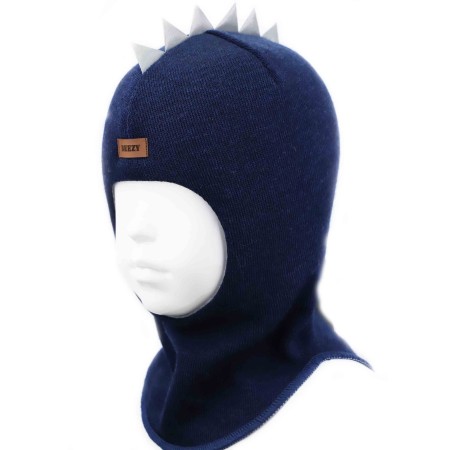 Merino vilnos kepurė-šalmas tamsiai mėlynas Drakonas 1615/12