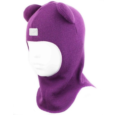 Merino vilnos violetinė kepurė-šalmas Meškiukas 2202/11