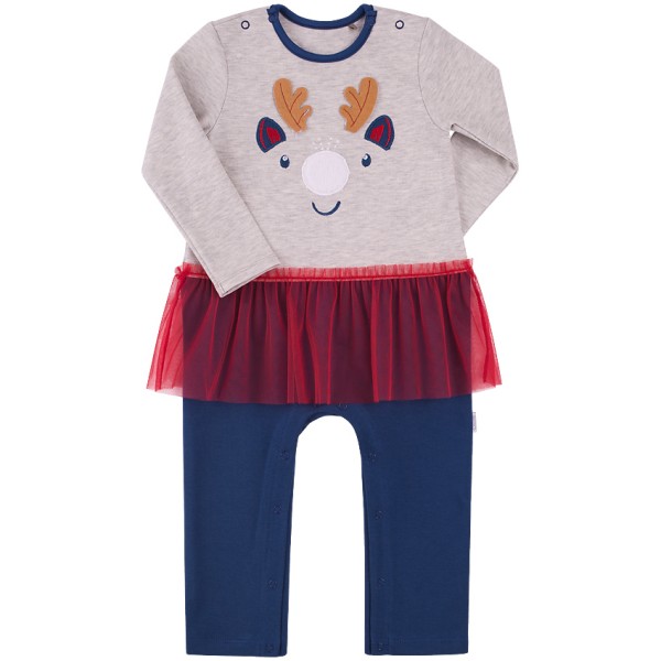 Kalėdinis mėlynas romperis mergaitei "Bredžiukas" Kalėdinis mėlynas romperis mergaitei "Bredžiukas"