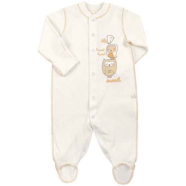 Šliaužtinukai - kombinezonas išvirkščiom siūlėm "Sweet" pieno spalvos Šliaužtinukai - kombinezonas išvirkščiom siūlėm "Sweet" pieno spalvos