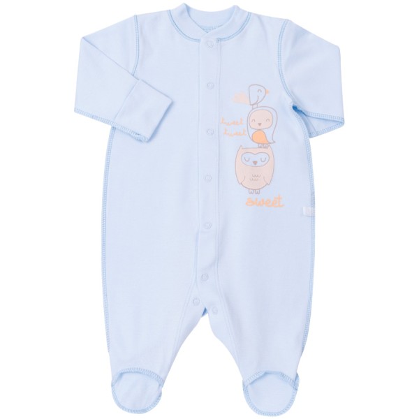 Šliaužtinukai - kombinezonas išvirkščiom siūlėm "Sweet" melsvas Šliaužtinukai - kombinezonas išvirkščiom siūlėm "Sweet" melsvas