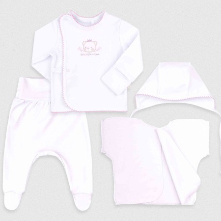 Baltas komplektukas (rausva apdaila, su dėžute)