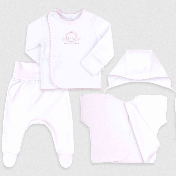 Baltas komplektukas (rausva apdaila, su dėžute) Baltas komplektukas (rausva apdaila, su dėžute)