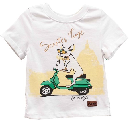 Marškinėliai berniukui "Scooter time" balta