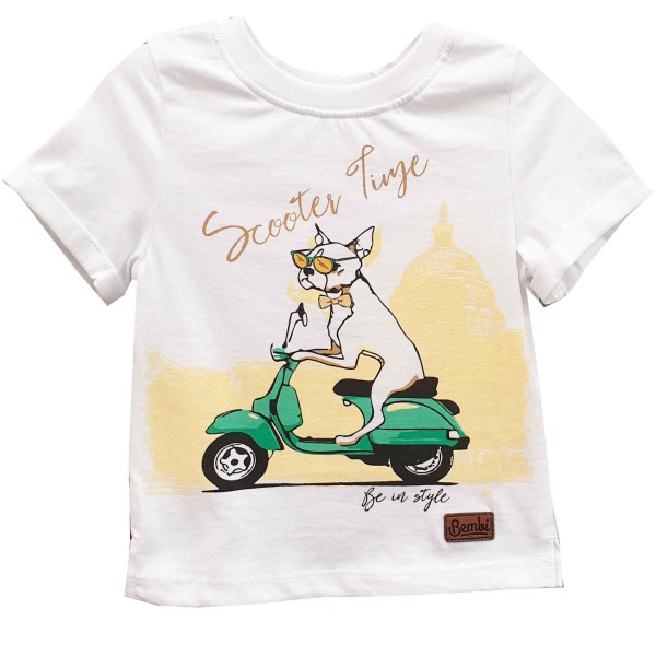 Marškinėliai berniukui "Scooter time" balta Marškinėliai berniukui "Scooter time" balta
