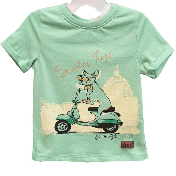 Marškinėliai berniukui "Scooter time" žalsva Marškinėliai berniukui "Scooter time" žalsva