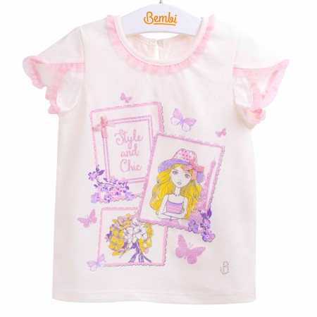 Palaidinė mergaitei "Style" pieno spl./rausva