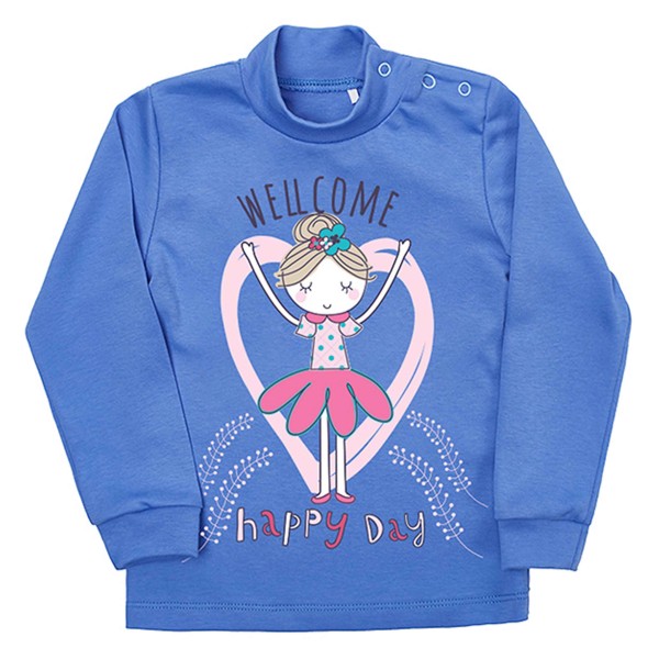 Palaidinė aukštu kaklu mergaitei "Happy day" Palaidinė aukštu kaklu mergaitei "Happy day"