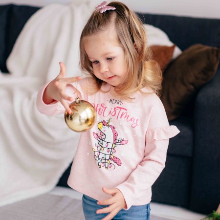 Kalėdinė palaidinė mergaitei Merry Christmas (rausva)