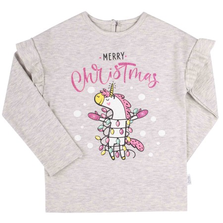 Kalėdinė palaidinė mergaitei Merry Christmas (pilka)