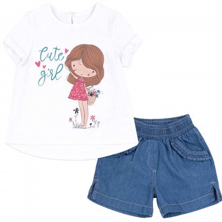 Komplektukas mergaitei "Cute girl" baltas