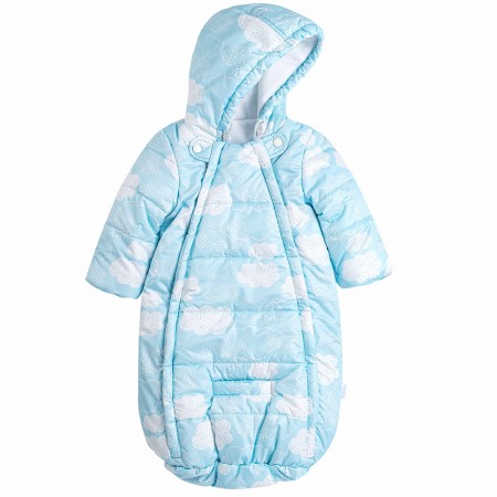 Šiltas žieminis kombinezonas - vokelis "Debesėliai" (melsvas)