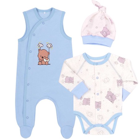 Komplektukas "Meškiukai" (su pūkeliu viduje ) melsvas