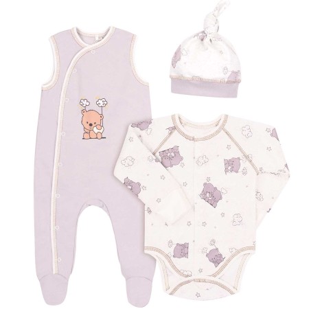 Komplektukas "Meškiukai" (su pūkeliu viduje ) rusvas