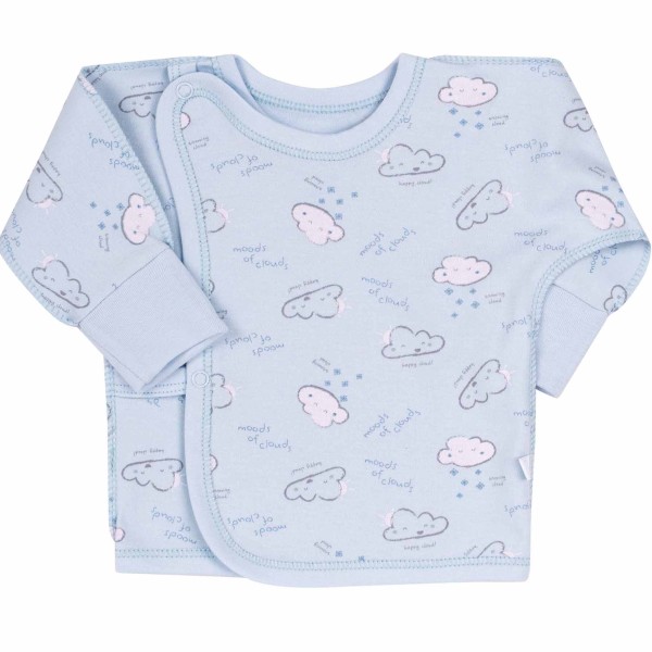 Siaustinukas naujagimiui išvirkščiom siūlėm Debesėliai (melsvas) Siaustinukas naujagimiui išvirkščiom siūlėm Debesėliai (melsvas)