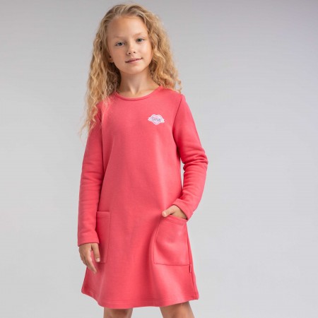 Šilto trikotažo suknelė "Deimantas" rausva