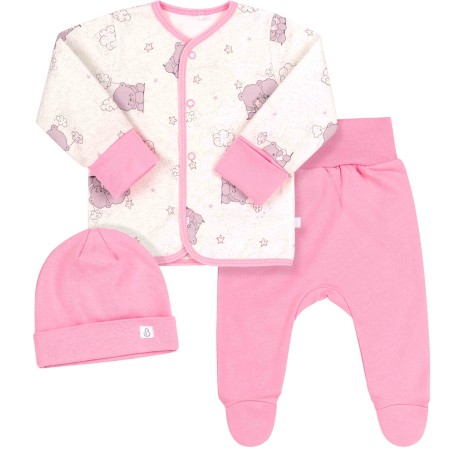 Komplektukas "Meškiukai" (su pūkeliu viduje ) rausvas