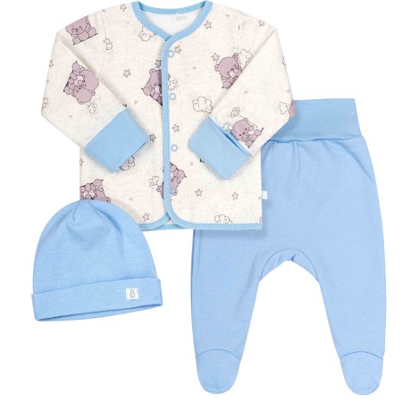 Komplektukas "Meškiukai" (su pūkeliu viduje ) melsvas