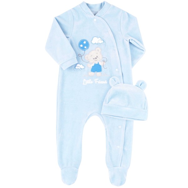 Veliūrinis komplektukas "Little Friend" šviesiai melsvas Veliūrinis komplektukas "Little Friend" šviesiai melsvas