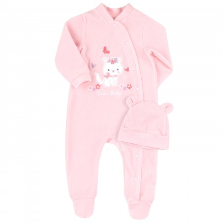 Veliūrinis komplektukas mergaitei "Cute baby" rausvas