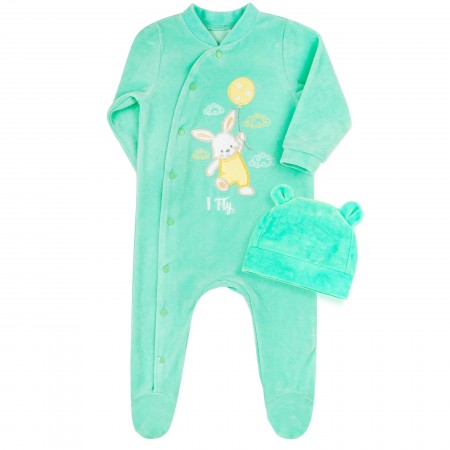 Veliūrinis komplektukas mergaitei "I Fly"  nefrito spalvos