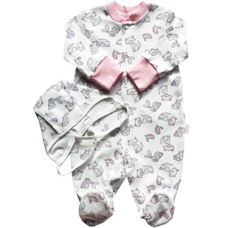 Šliaužtinukai - kombinezonas ir kepurytė "Katinukai"