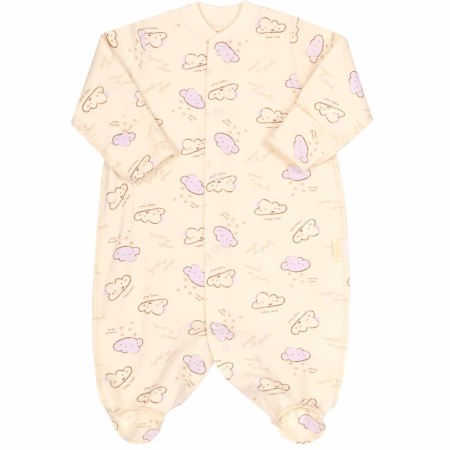 Šliaužtinukai - kombinezonas išvirkščiomis siūlėmis "Debesėliai" pieno spalvos