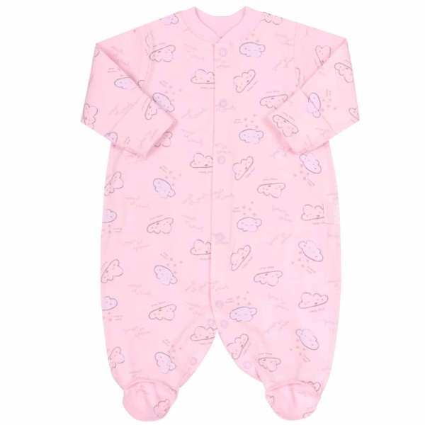 Šliaužtinukai - kombinezonas išvirkščiomis siūlėmis "Debesėliai" rausvas Šliaužtinukai - kombinezonas išvirkščiomis siūlėmis "Debesėliai" rausvas