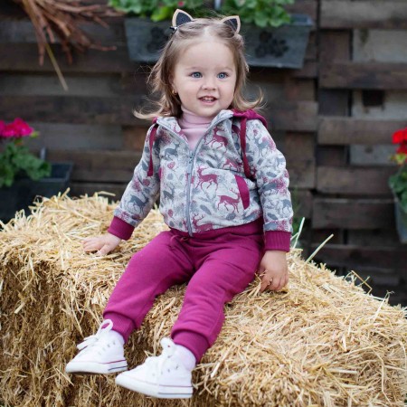 Šiltas komplektas mergaitei (pilka/žalsva)