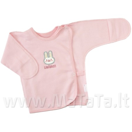 Šiltas (su pūkeliu) siaustinukas naujagimiui išvirkščiom siūlėm (rausvas)