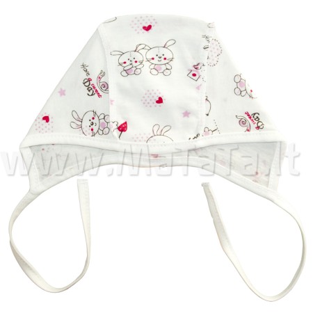 Kepurė kūdikiui (rausvi zuikiai)