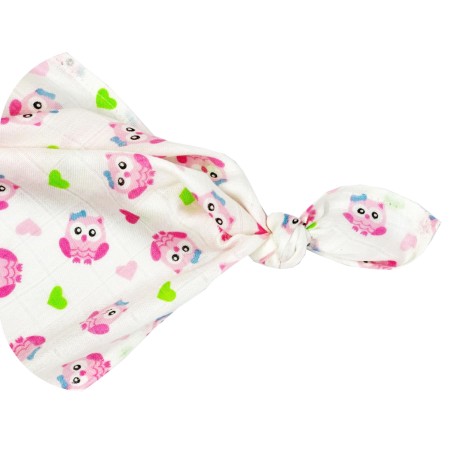 Muslino bambukinis vystyklas 60*60 cm (pelėdžiukai)