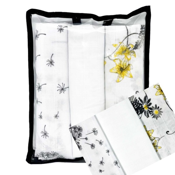 Muslino vystyklų komplektas 3 vnt. 60*80 cm Muslino vystyklų komplektas 3 vnt. 60*80 cm