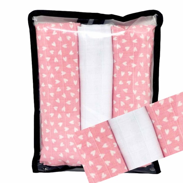 Muslino vystyklų komplektas 3 vnt. 60*80 cm Muslino vystyklų komplektas 3 vnt. 60*80 cm