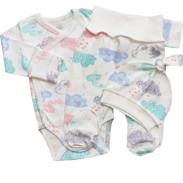 Naujagimio kraitelis išvirkščiom siūlėm 3 d. "Debesėliai" Naujagimio kraitelis išvirkščiom siūlėm 3 d. "Debesėliai"