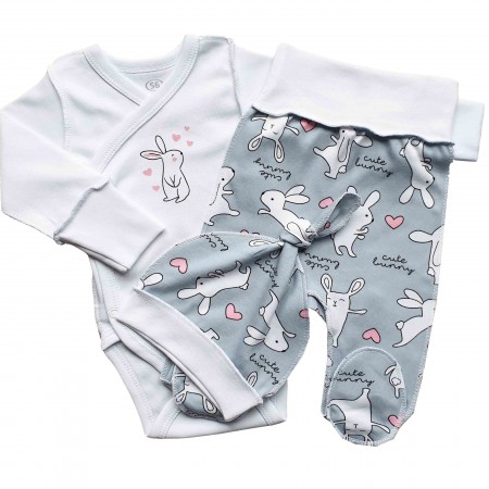 Naujagimio kraitelis išvirkščiom siūlėm 3 d. Zuikutis/baltas