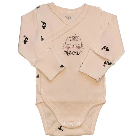 Smėlinukas naujagimiui išvirkščiom siūlėm Meow (persiko spl.)